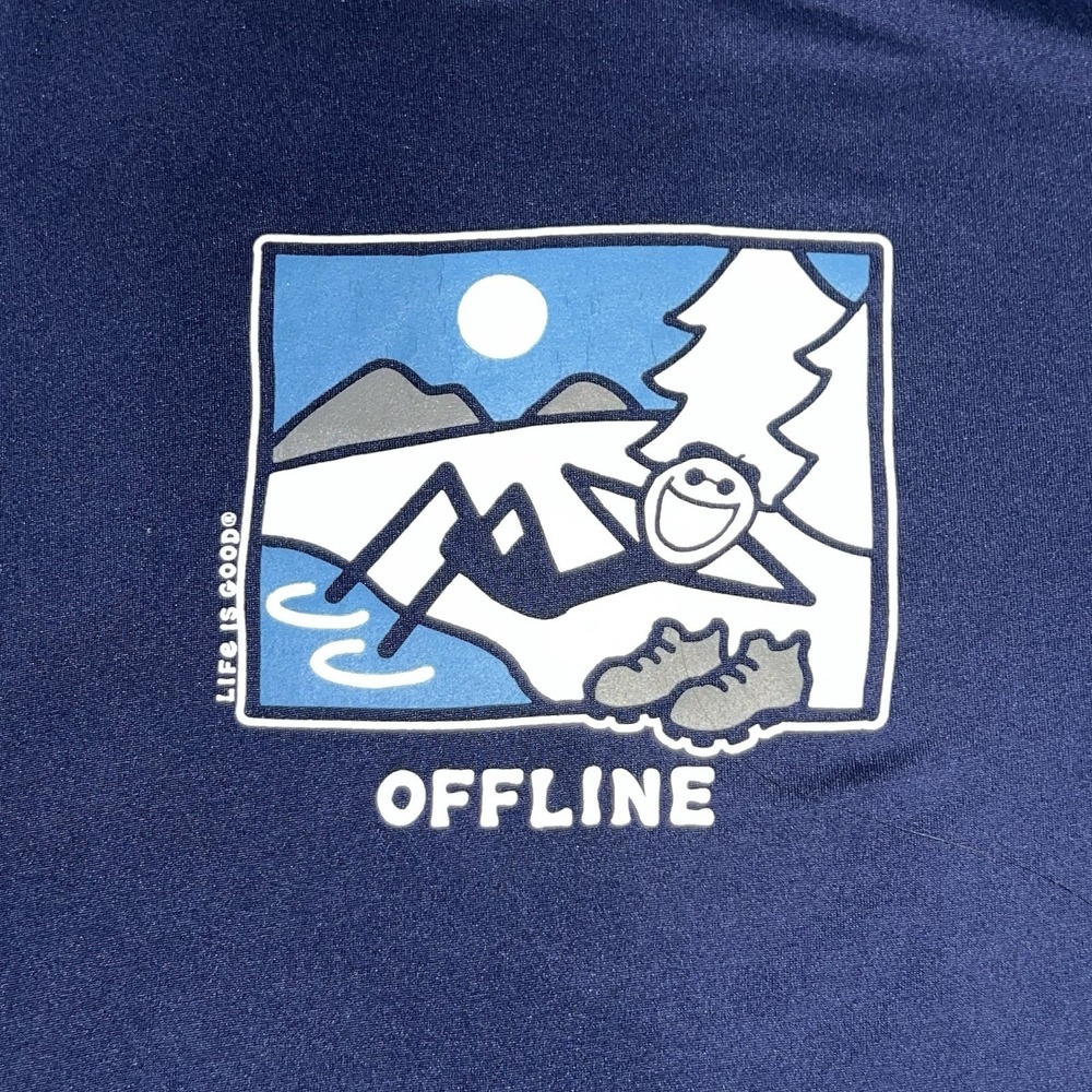 Life Is Good Sleepwear Offline Long‎ Sleeve Shirt Mens Large Navy Blue Relaxing